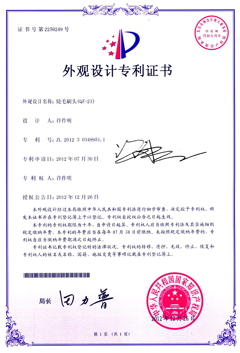 QZ-21专利证书